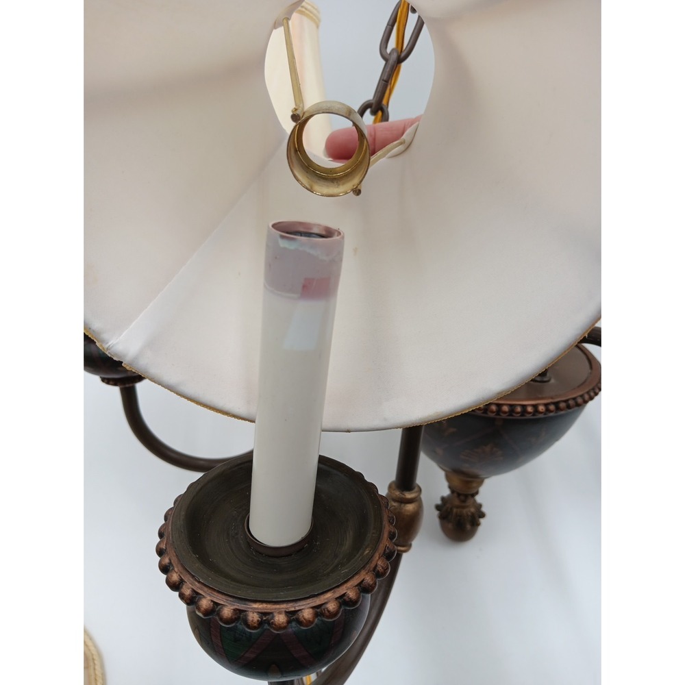 Set Of 6 VTG Chandalier Lamp Shades Cloth Yellow Off White - Picture 4 of 7